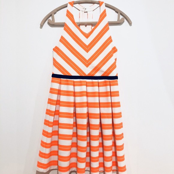 Pink & Violet Halter Dress Girls Sz 14 Bright Orange Open Back Sleeveless - Picture 2 of 11